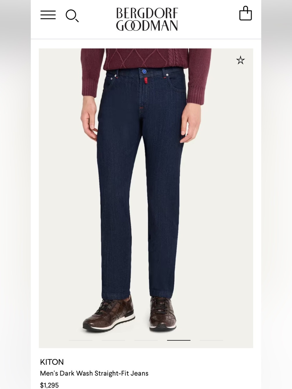 Kiton Dark Blue Slim Straight Jeans